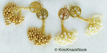 Gold Tree Charm Bead Tassels Latkan, Indian Latkans, Beaded Danglers